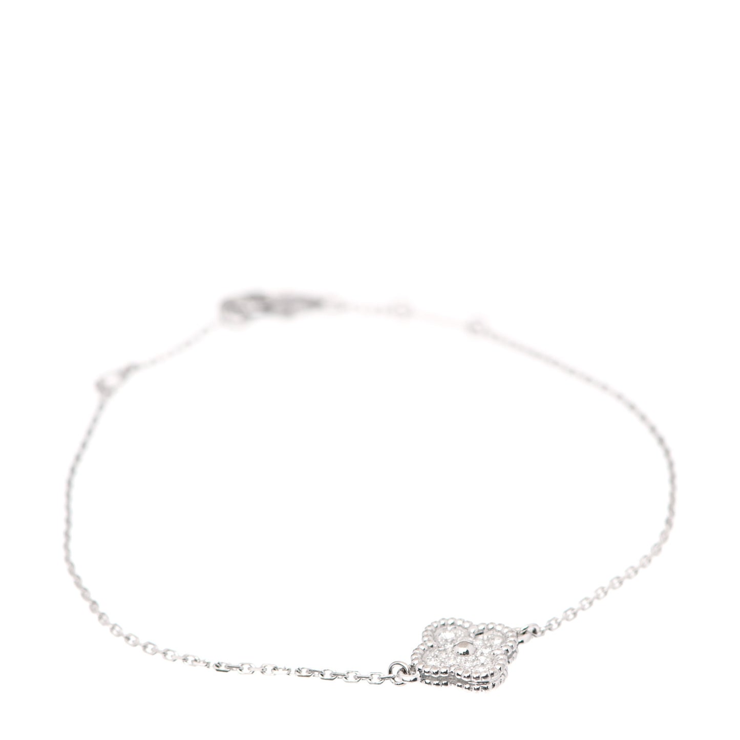 18K White Gold Diamond Sweet Alhambra Bracelet