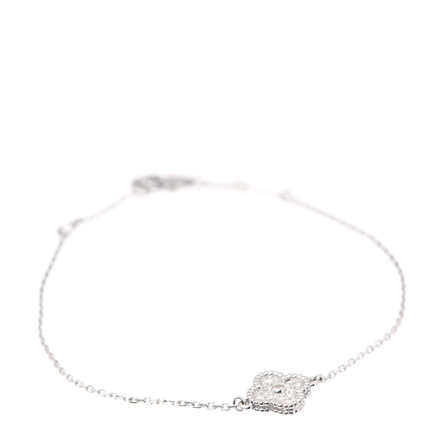 Van Cleef & Arpels 18K White Gold Diamond Sweet Alhambra Bracelet 1 of 5