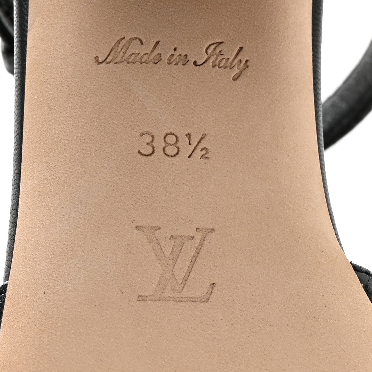Louis Vuitton Metallic Crinkled Calfskin LV Edge Sandals 38.5 Black 6 of 9