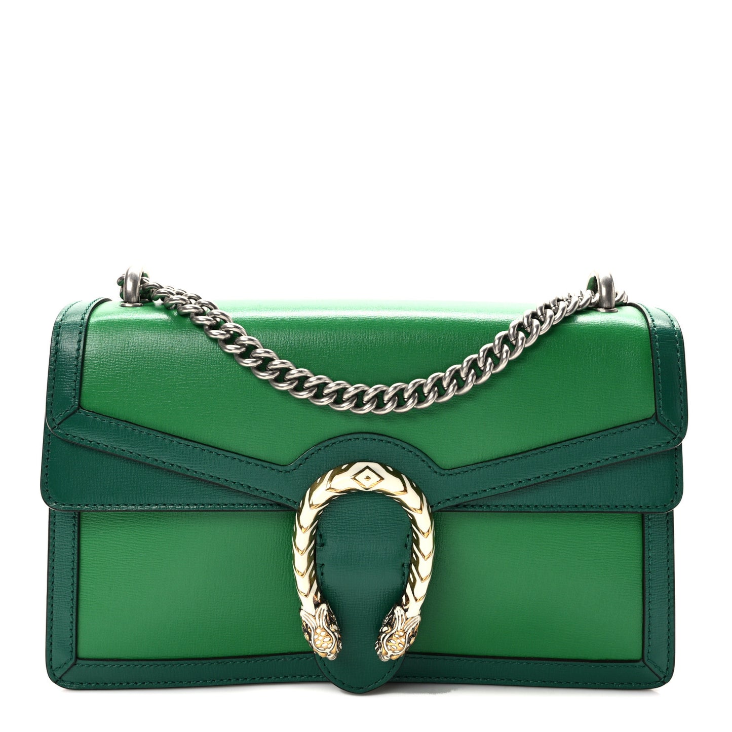 Azalea Calfskin Enamel Small Dionysus Shoulder Bag New Shamarock Emerald Off White