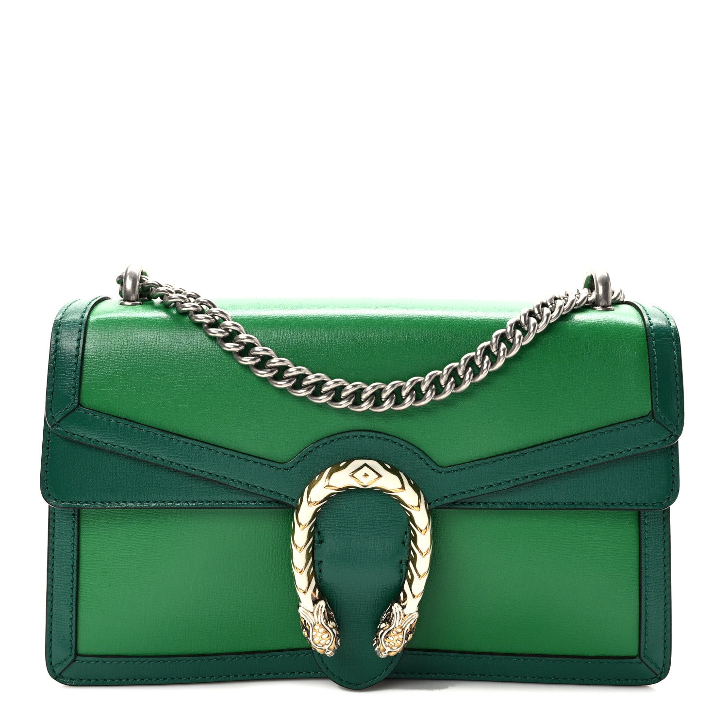 Gucci Azalea Calfskin Enamel Small Dionysus Shoulder Bag New Shamarock Emerald Off White 1 of 9
