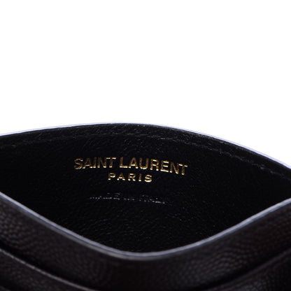 Saint Laurent Grain De Poudre Matelasse Chevron Monogram Credit Card Case Black 8 of 10