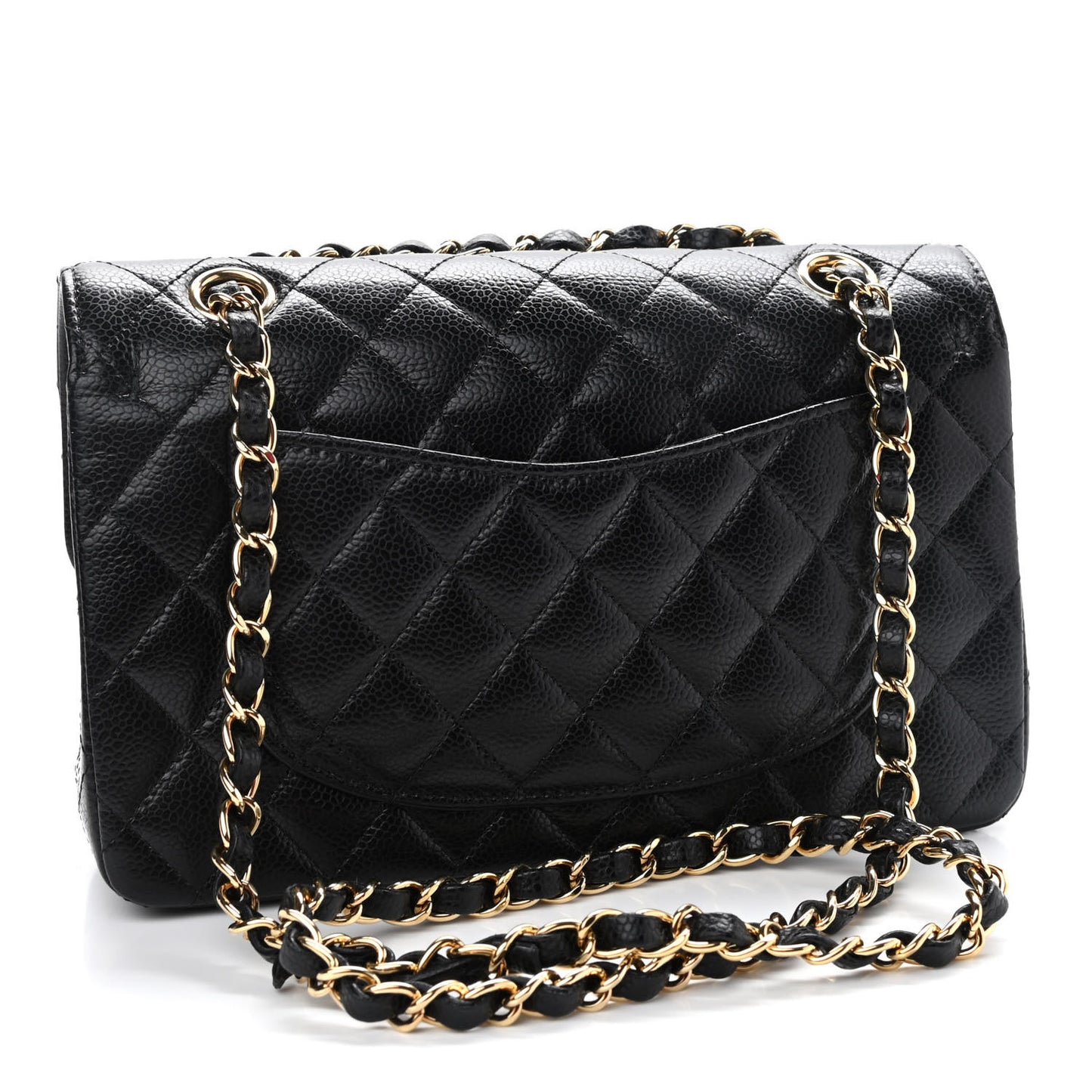 Caviar Quilted Small Double Flap Black