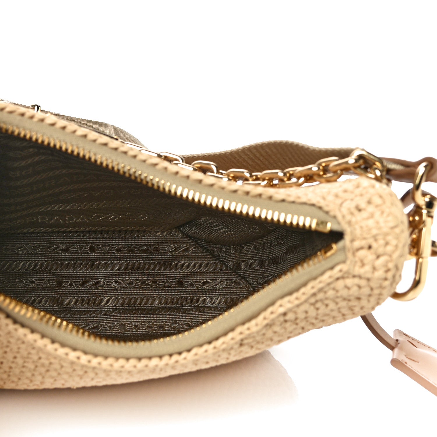 Prada Yarn Raffia Effect Crochet Re-Edition 2005 Shoulder Bag Naturale 5 of 11