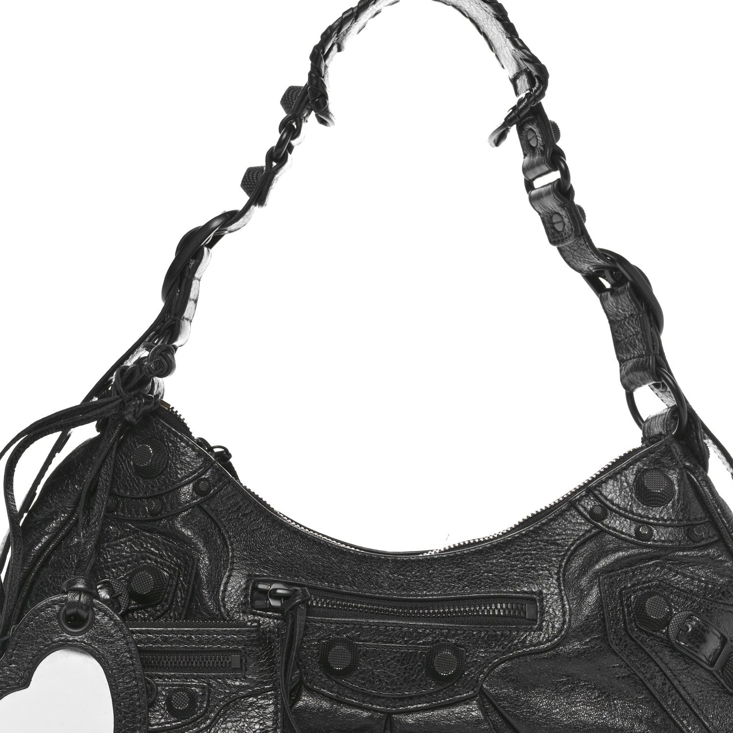 Agneau Arena Monochrome Small Le Cagole Shoulder Bag Black