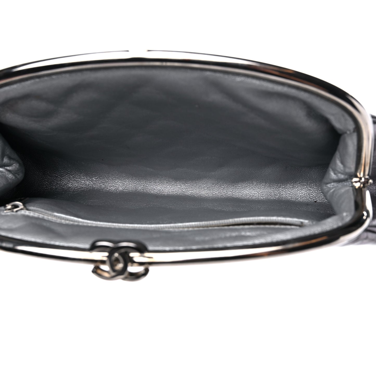 Metallic Aged Calfskin Quilted Timeless Clutch Silver