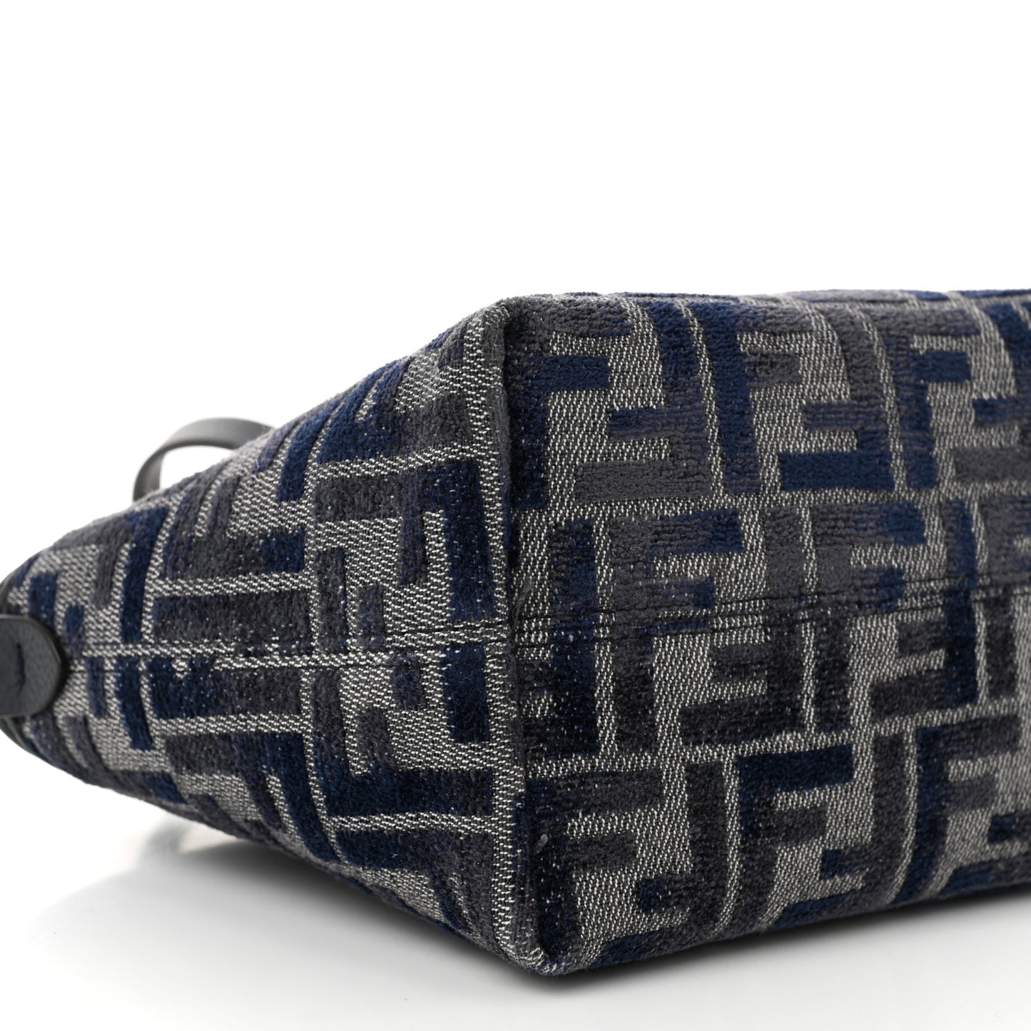 Fabric Calfskin FF Mini Roll Tote Navy