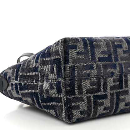 Fendi Fabric Calfskin FF Mini Roll Tote Navy 9 of 11