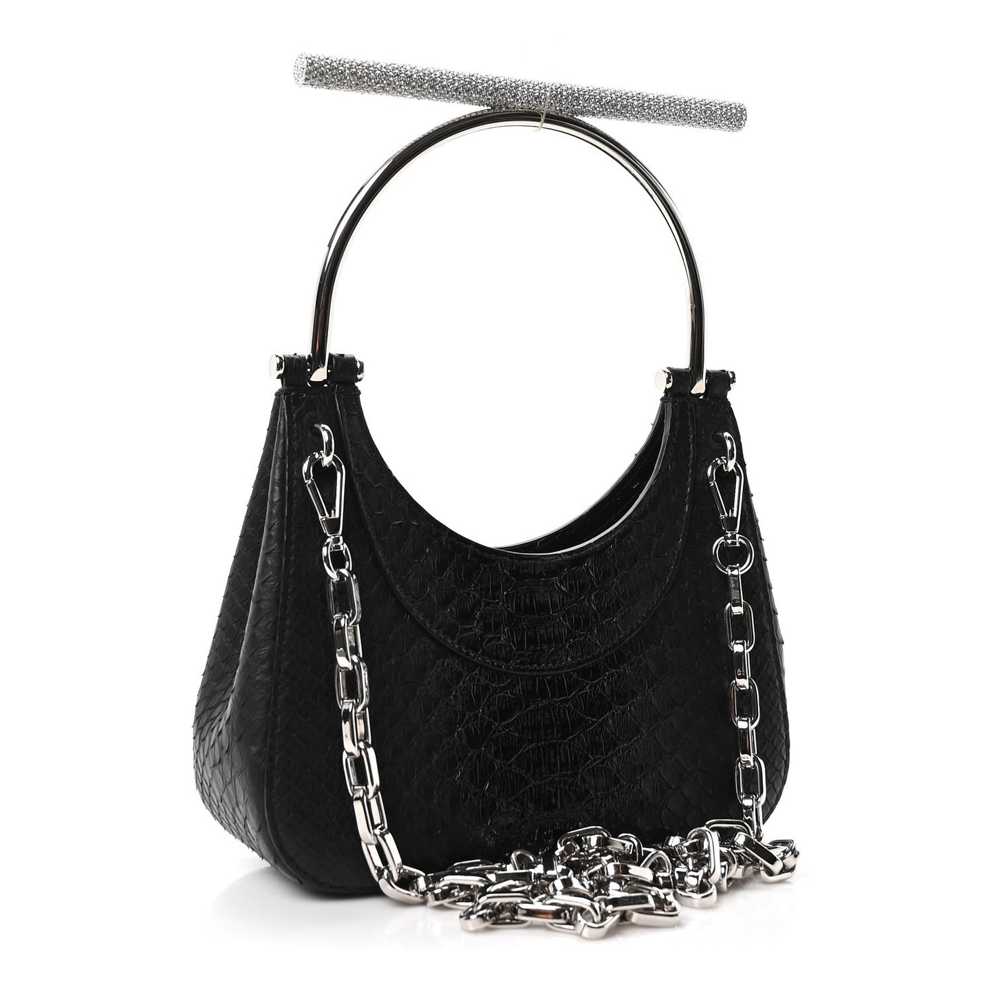 Snakeskin Crystal Mini T Bar Top Handle Black