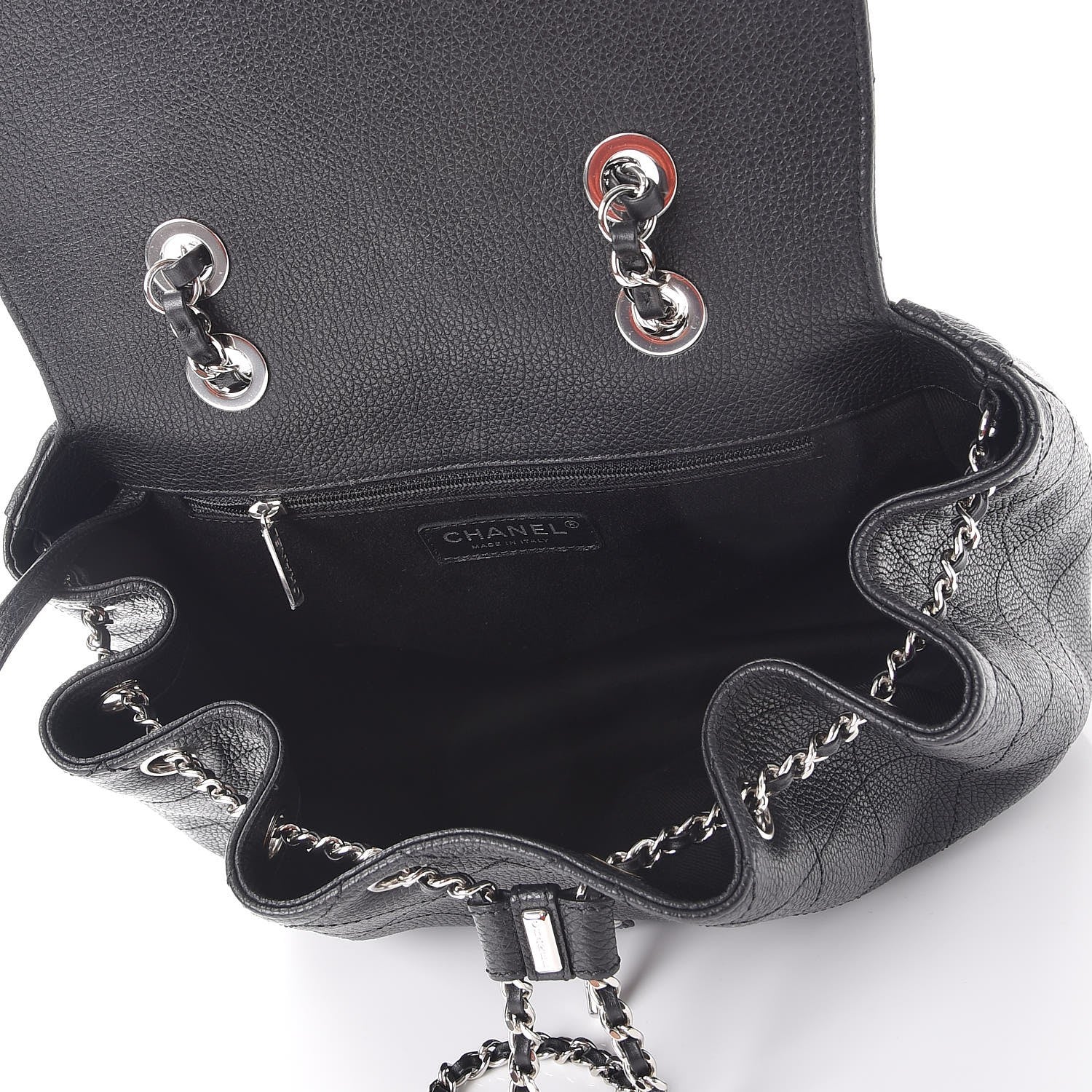 Chanel Grained Calfskin Stitched Flap Drawstring Backpack Black 5 of 8