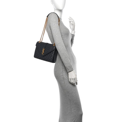 Saint Laurent Grain De Poudre Textured Mixed Matelasse Medium Triquilt Monogram Satchel Fog 2 of 10