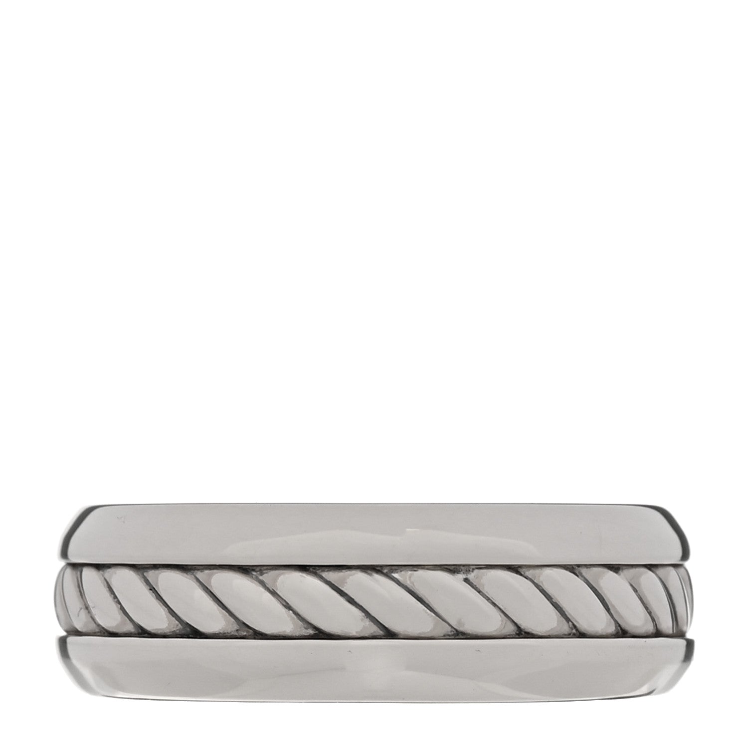 David Yurman Sterling Silver 8mm Cable Inset Band Ring 62 10 3 of 7