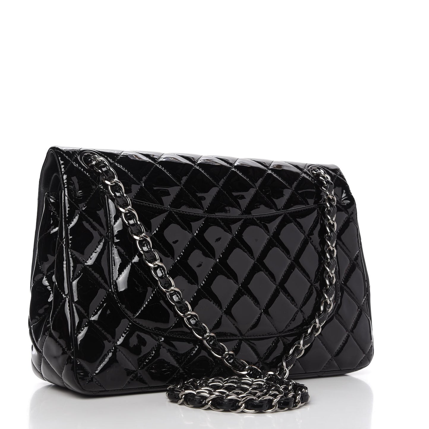 Patent Quilted Jumbo Double Flap Black