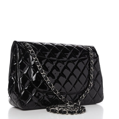Chanel Patent Quilted Jumbo Double Flap Black 3 of 10