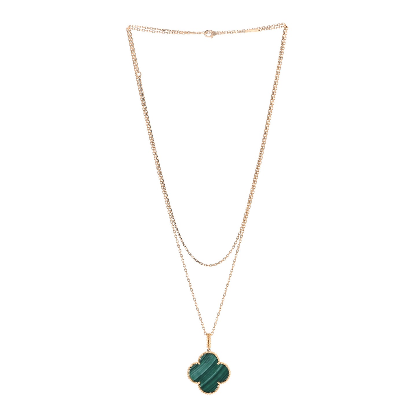 18K Yellow Gold Malachite Magic Alhambra Pendant Necklace