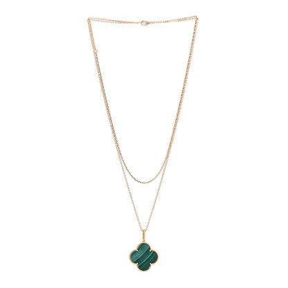 Van Cleef & Arpels 18K Yellow Gold Malachite Magic Alhambra Pendant Necklace 2 of 7