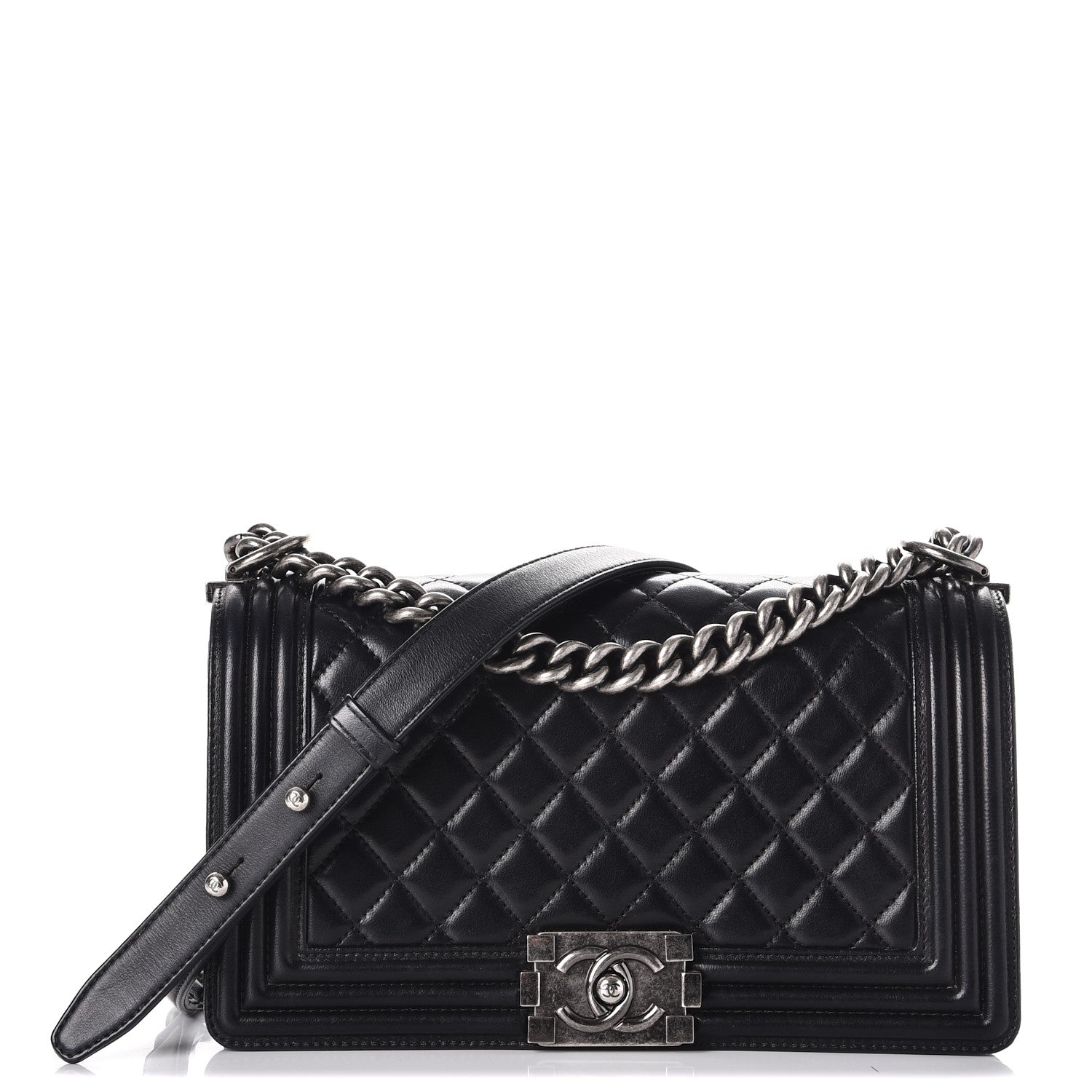 Chanel Lambskin Quilted Medium Boy Flap Black 1 of 8