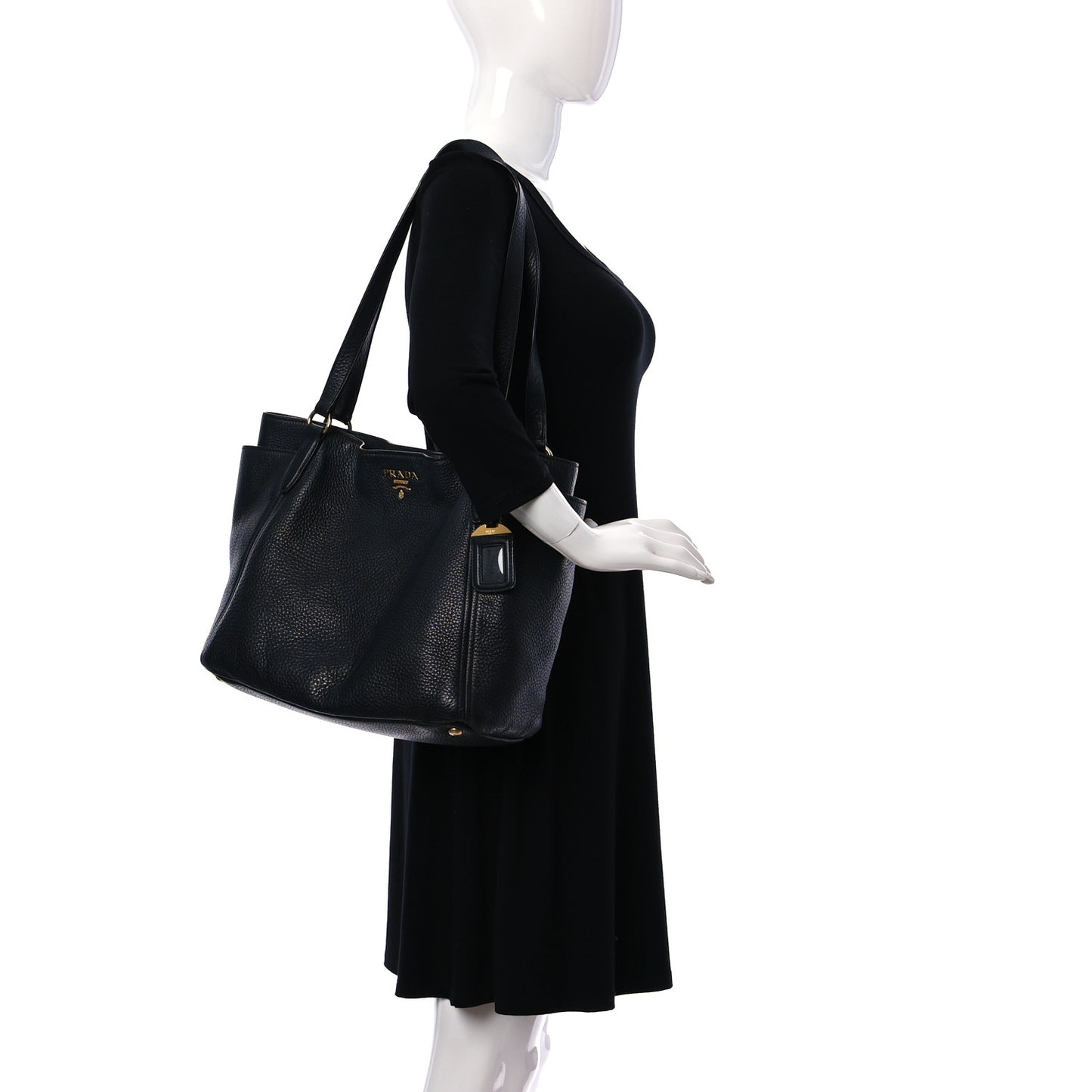 Vitello Daino Side Pocket Tote Black