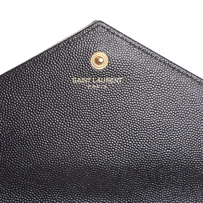 Saint Laurent Grain De Poudre Matelasse Chevron Monogram Chain Wallet Black 6 of 8