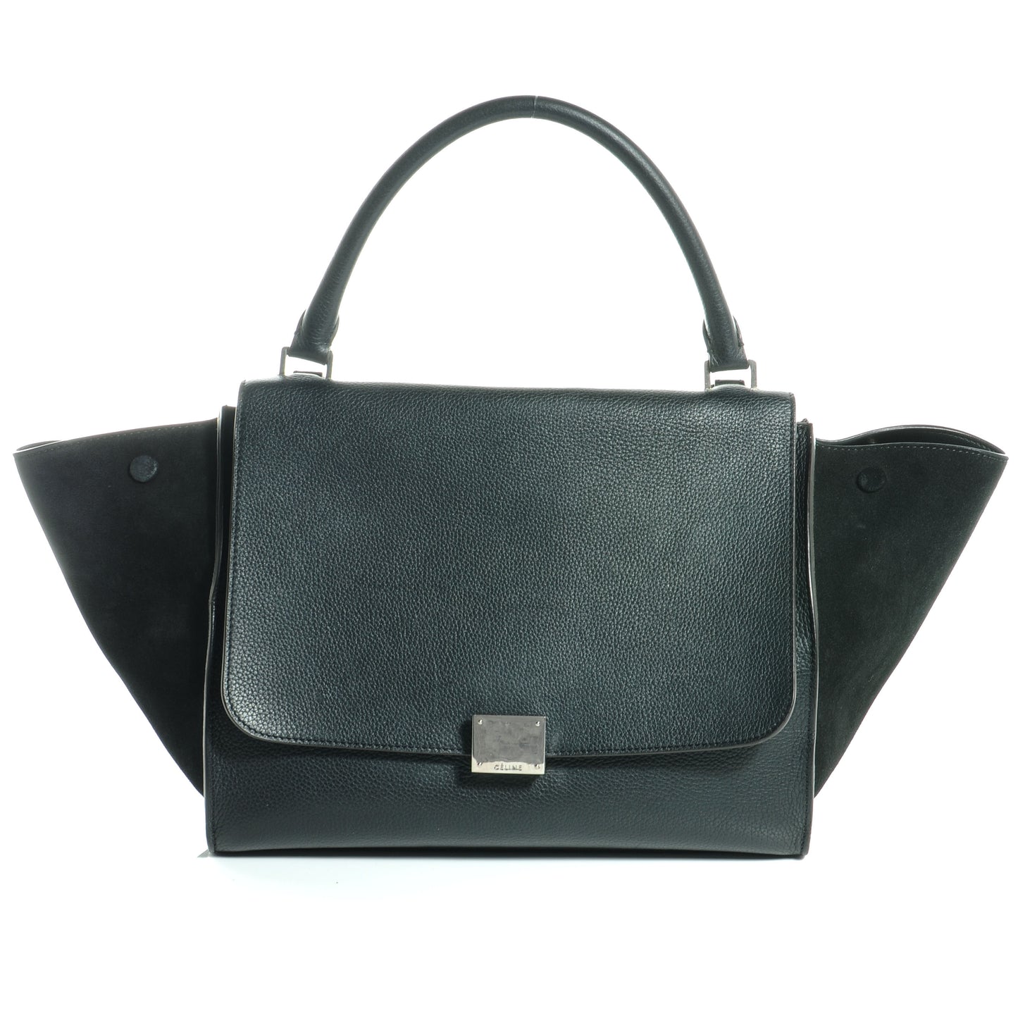 Drummed Leather and Suede Small Trapeze Black