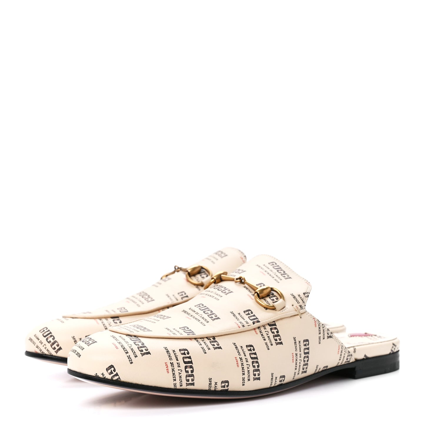 Calfskin Stamp Print Womens Princetown Slippers 39 Soy Black