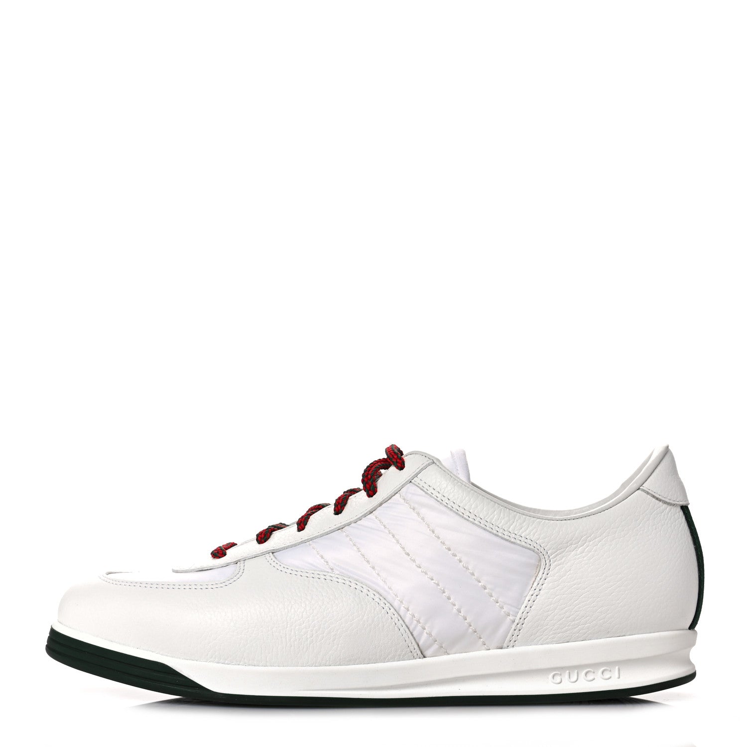 Gucci Calfskin Nylon Mens Low Top Sneaker 8.5 White 1 of 8