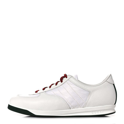 Gucci Calfskin Nylon Mens Low Top Sneaker 8.5 White 1 of 8