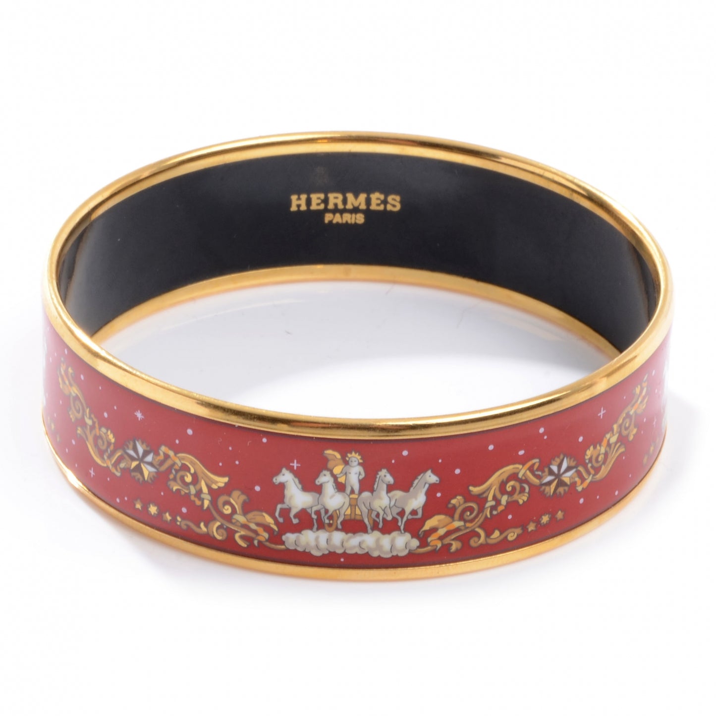 Enamel Printed Horses Wide Bracelet 65 Red