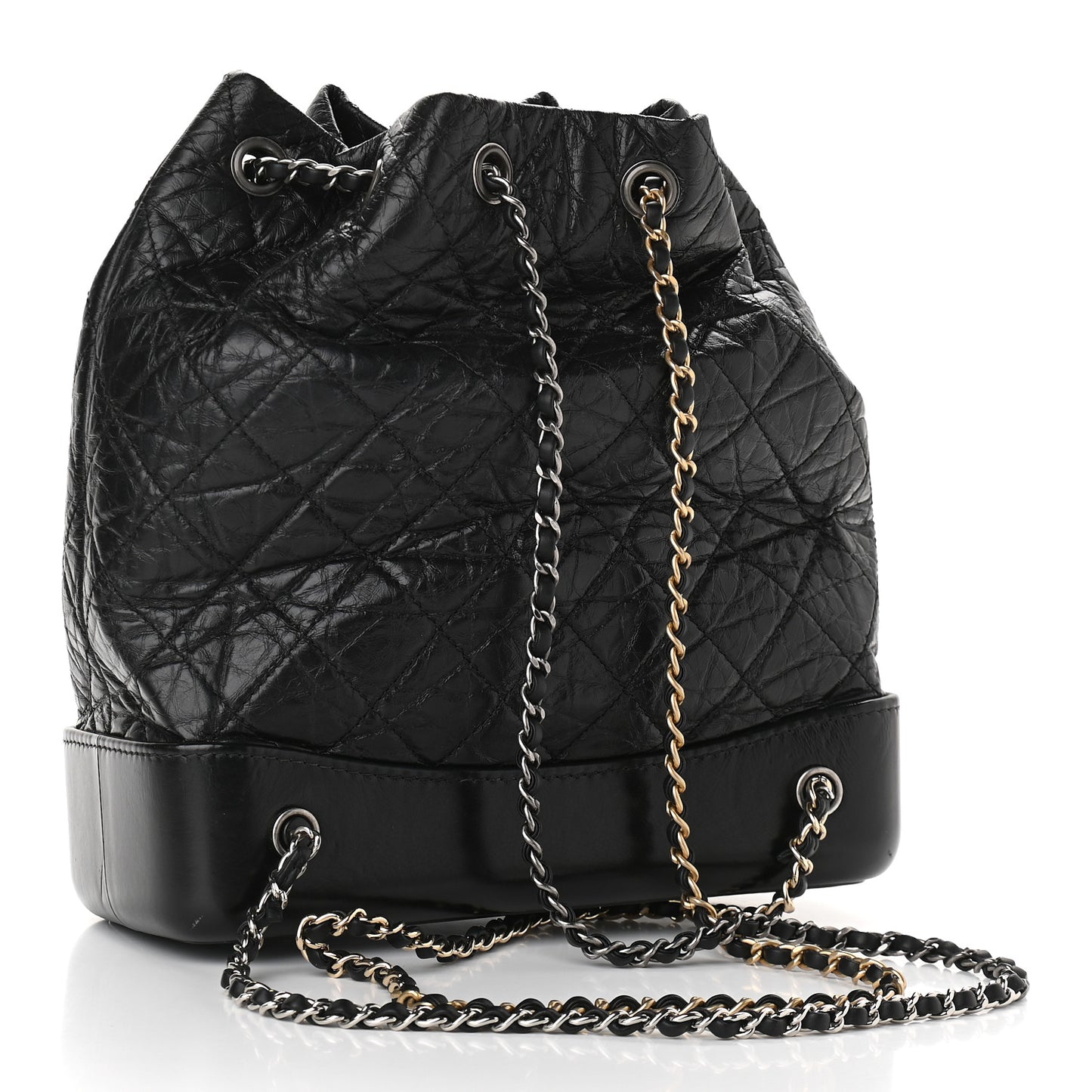 Aged Calfskin Quilted Gabrielle Backpack Black