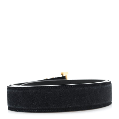 Saint Laurent Suede Monogram Square Buckle Belt 80 32 Black 2 of 5