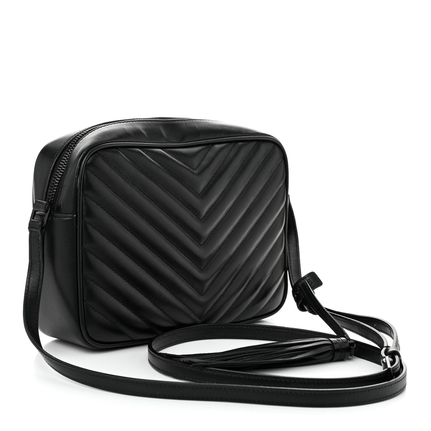 Saint Laurent Calfskin Matelasse Monogram Monochrome Lou Camera Bag Black 3 of 13