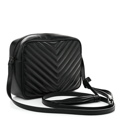 Saint Laurent Calfskin Matelasse Monogram Monochrome Lou Camera Bag Black 3 of 13
