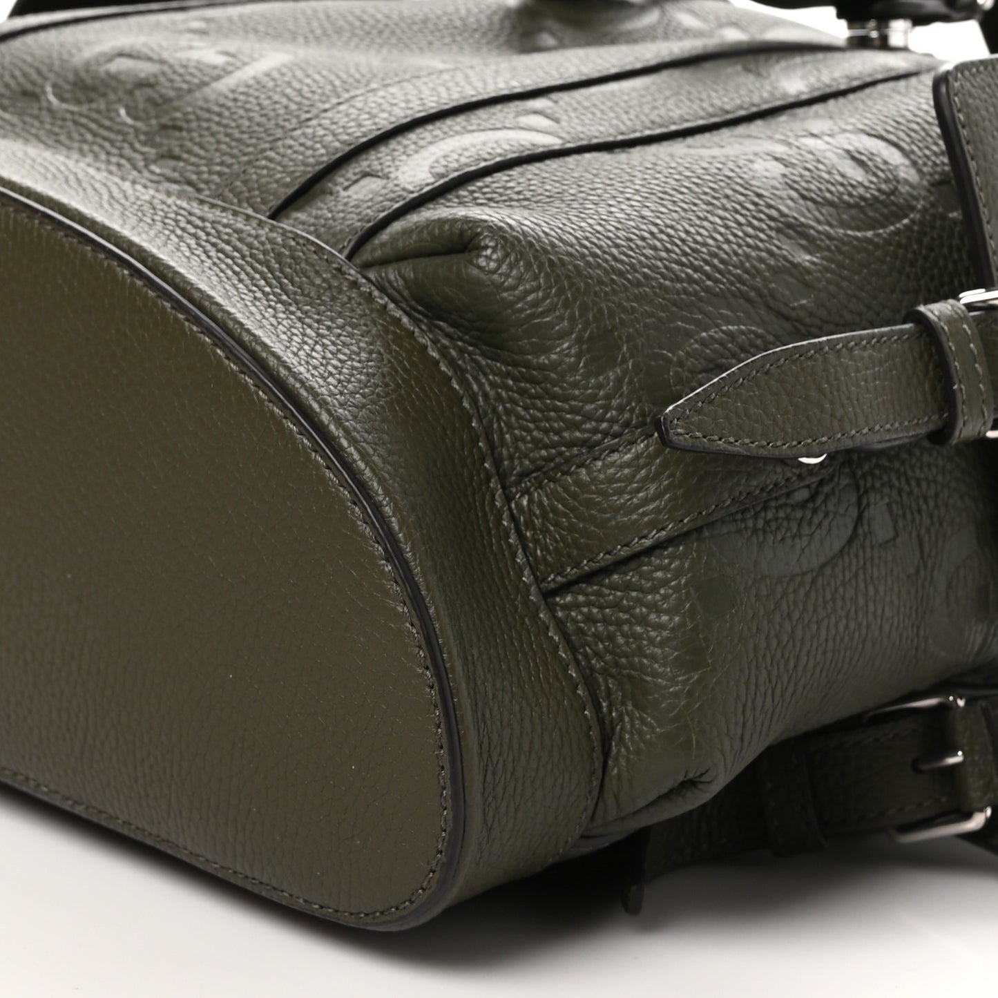Piuma Calfskin Jumbo GG Embossed Double Buckle Backpack  Vintage Olive