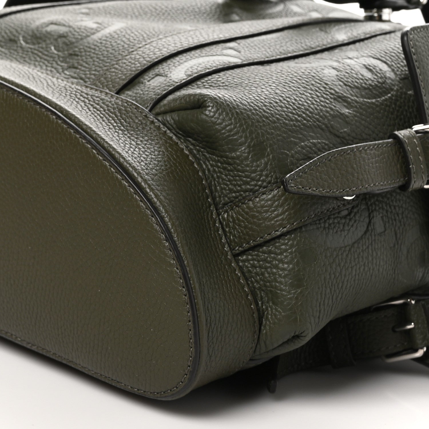 Gucci Piuma Calfskin Jumbo GG Embossed Double Buckle Backpack  Vintage Olive 10 of 10