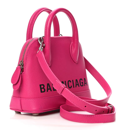 Balenciaga Signature Grained Calfskin Logo XXS Ville Top Handle Bag Fuchsia 3 of 10