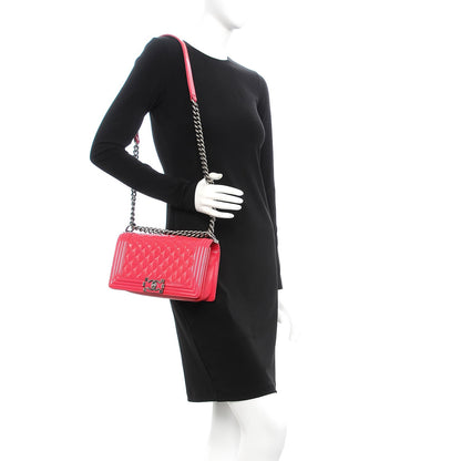 Chanel Patent Quilted Medium Boy Flap Pink 2 of 8