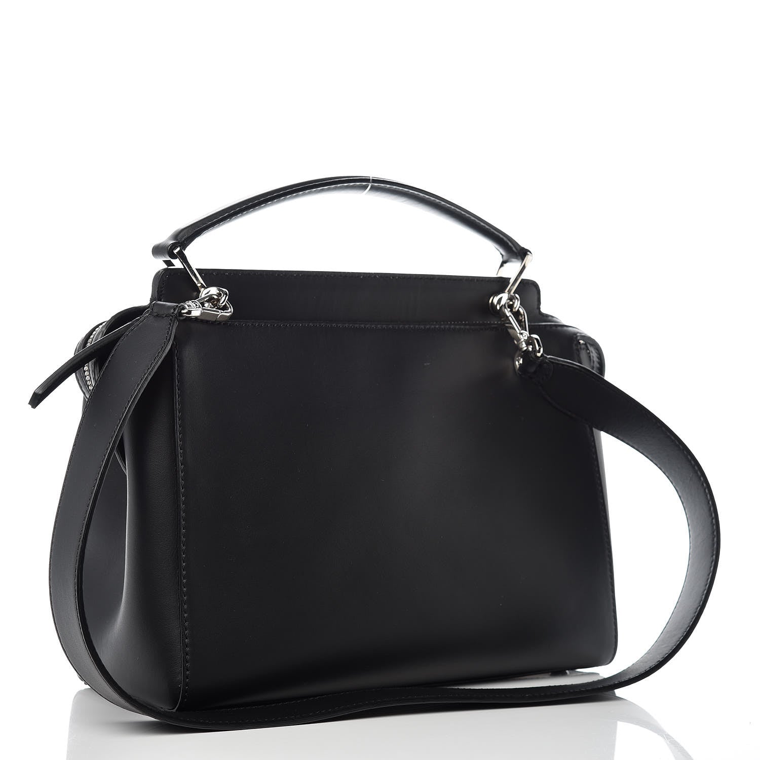 Fendi Vitello Baltico Dolce DotCom Satchel Black Blue Royal 3 of 11