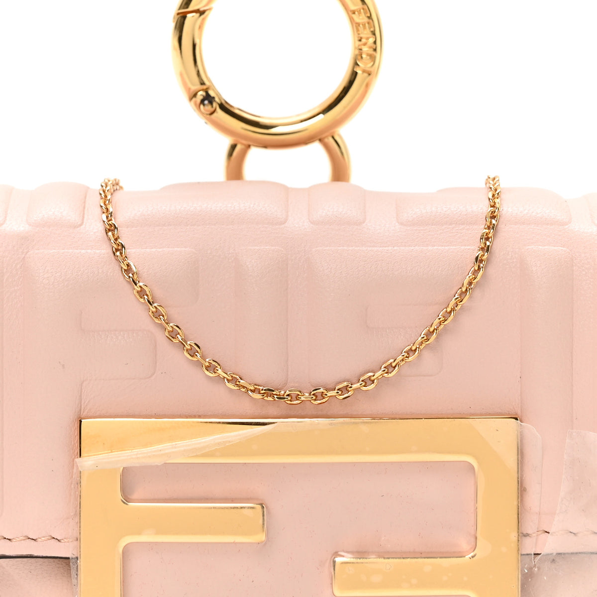 Fendi Nappa Matisse FF Embossed Nano Maxi Buckle Baguette Charm Rosa Quarzo 8 of 10