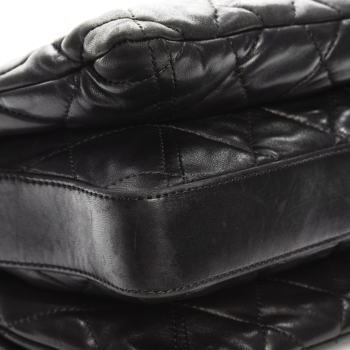 Lambskin Quilted Maxi 3 Flap Black