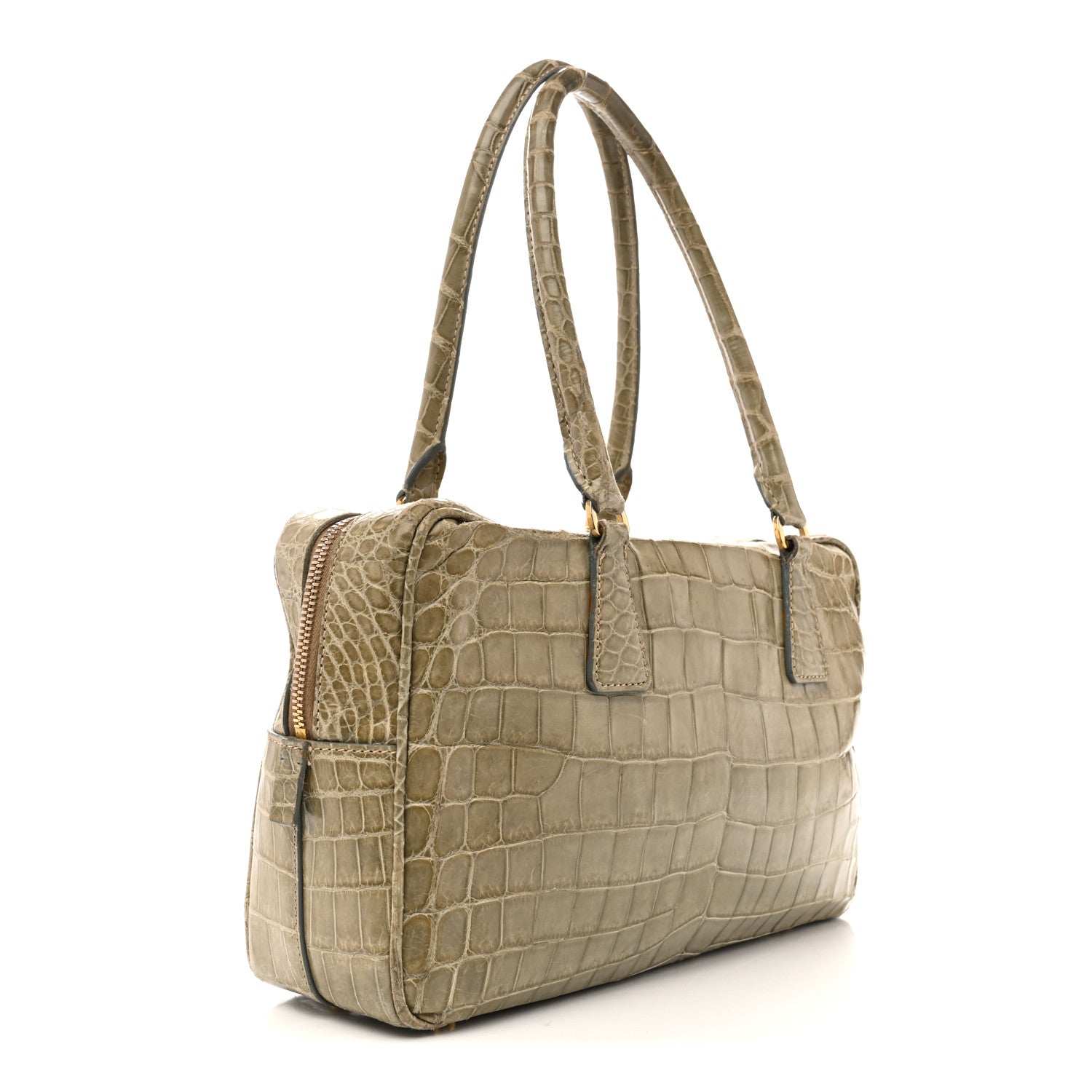 Prada Crocodile Bauletto Bag Blue 3 of 17