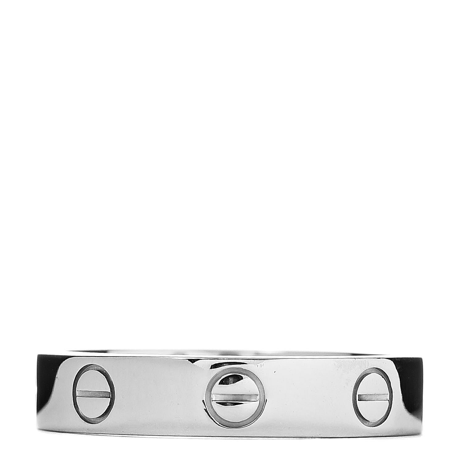 Cartier 18K White Gold Diamond 4mm LOVE Wedding Band Ring 52 6 3 of 4