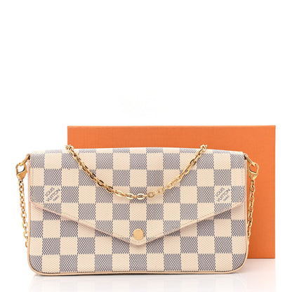 Louis Vuitton Damier Azur Pochette Felicie Chain Wallet Rose Ballerine 12 of 12