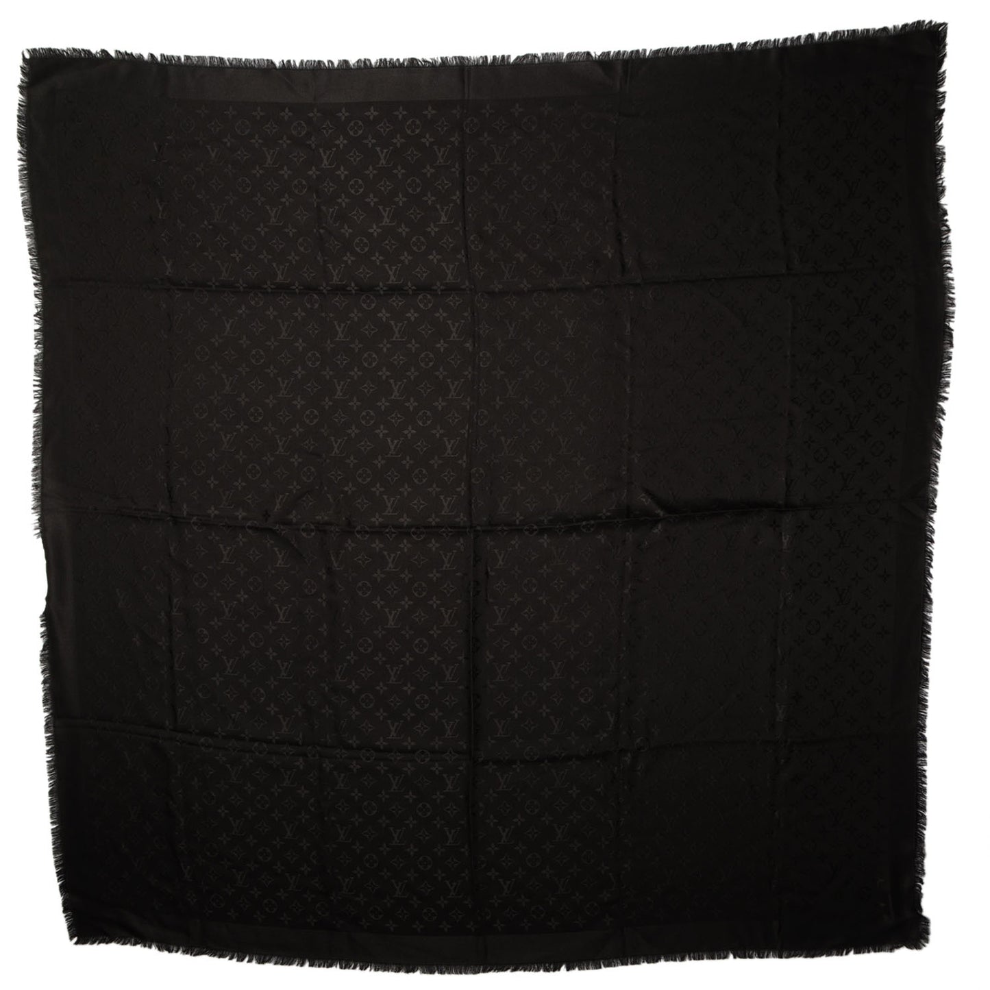 Silk Wool Monogram Shawl Black