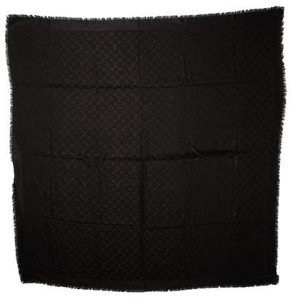 Louis Vuitton Silk Wool Monogram Shawl Black 4 of 5
