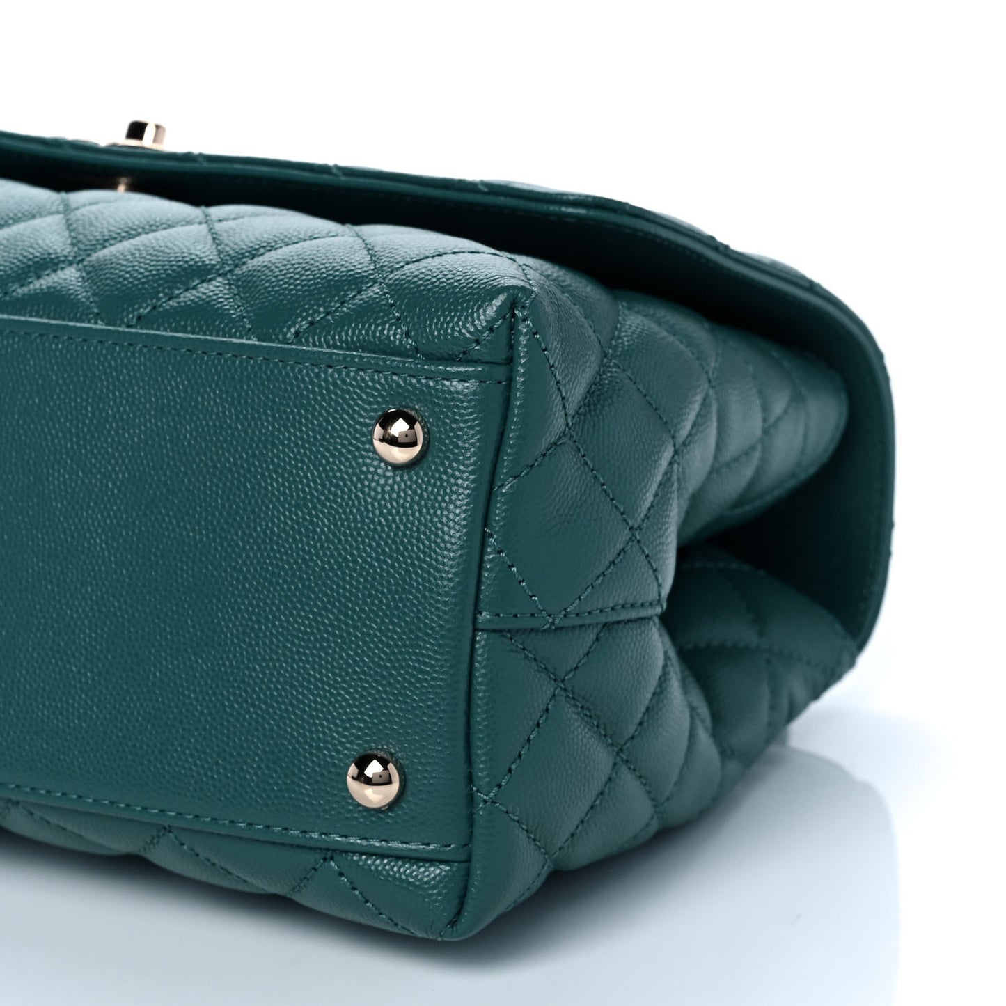 Caviar Quilted Small Coco Handle Flap Green