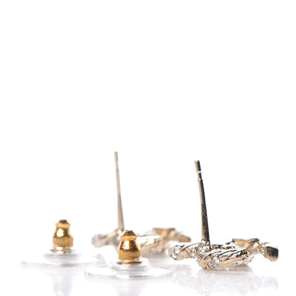 Chanel Crystal Twisted CC Earrings Gold 3 of 5