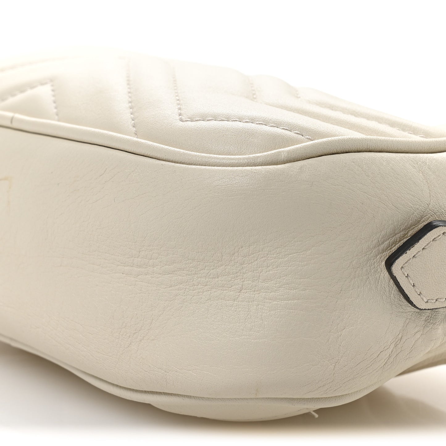 Calfskin Matelasse Mini GG Marmont Chain Shoulder Bag White