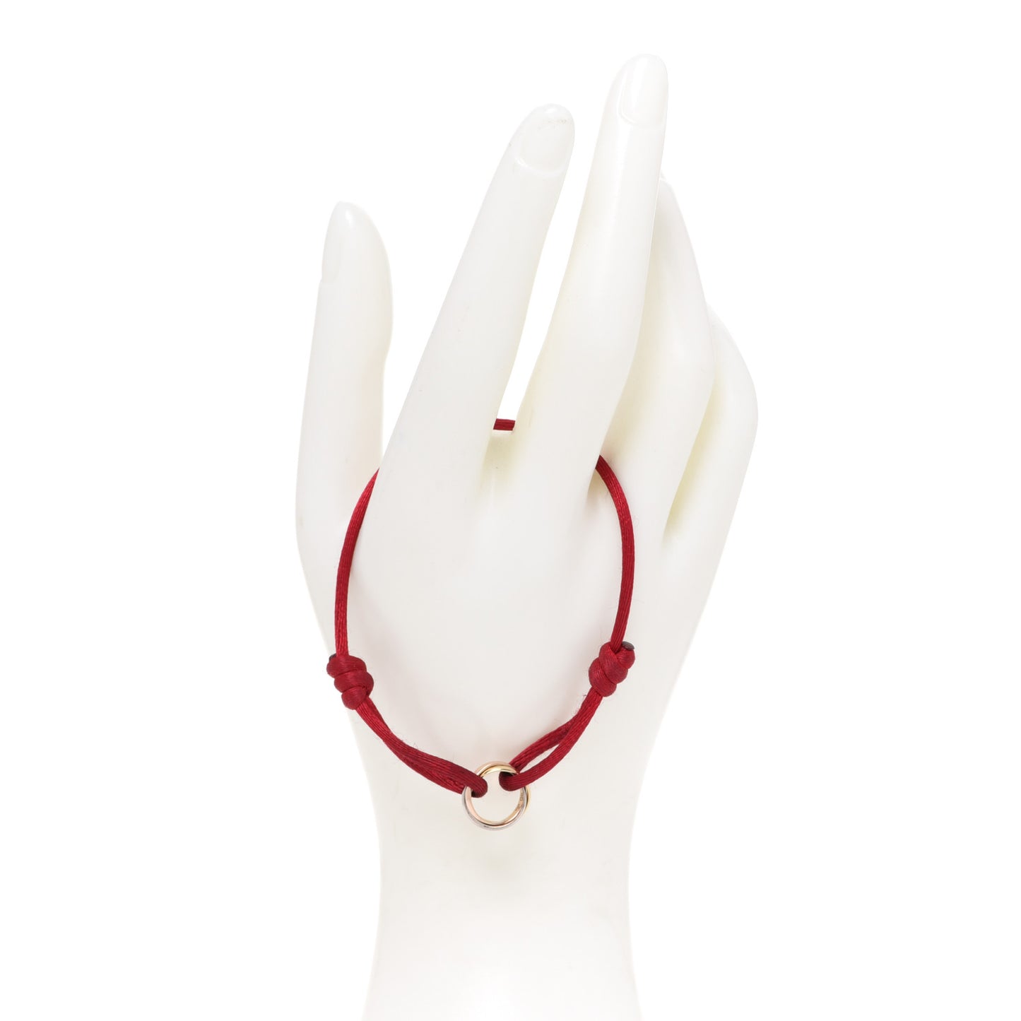 18K Pink Yellow White Gold Trinity Cord Bracelet Red