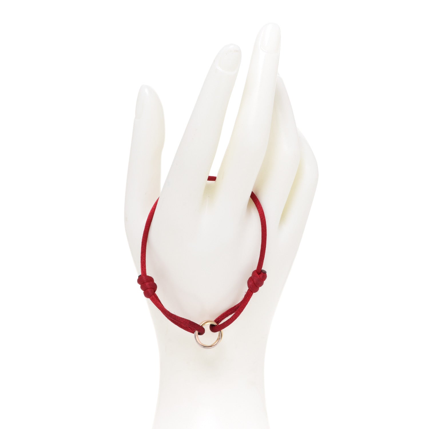 Cartier 18K Pink Yellow White Gold Trinity Cord Bracelet Red 2 of 6
