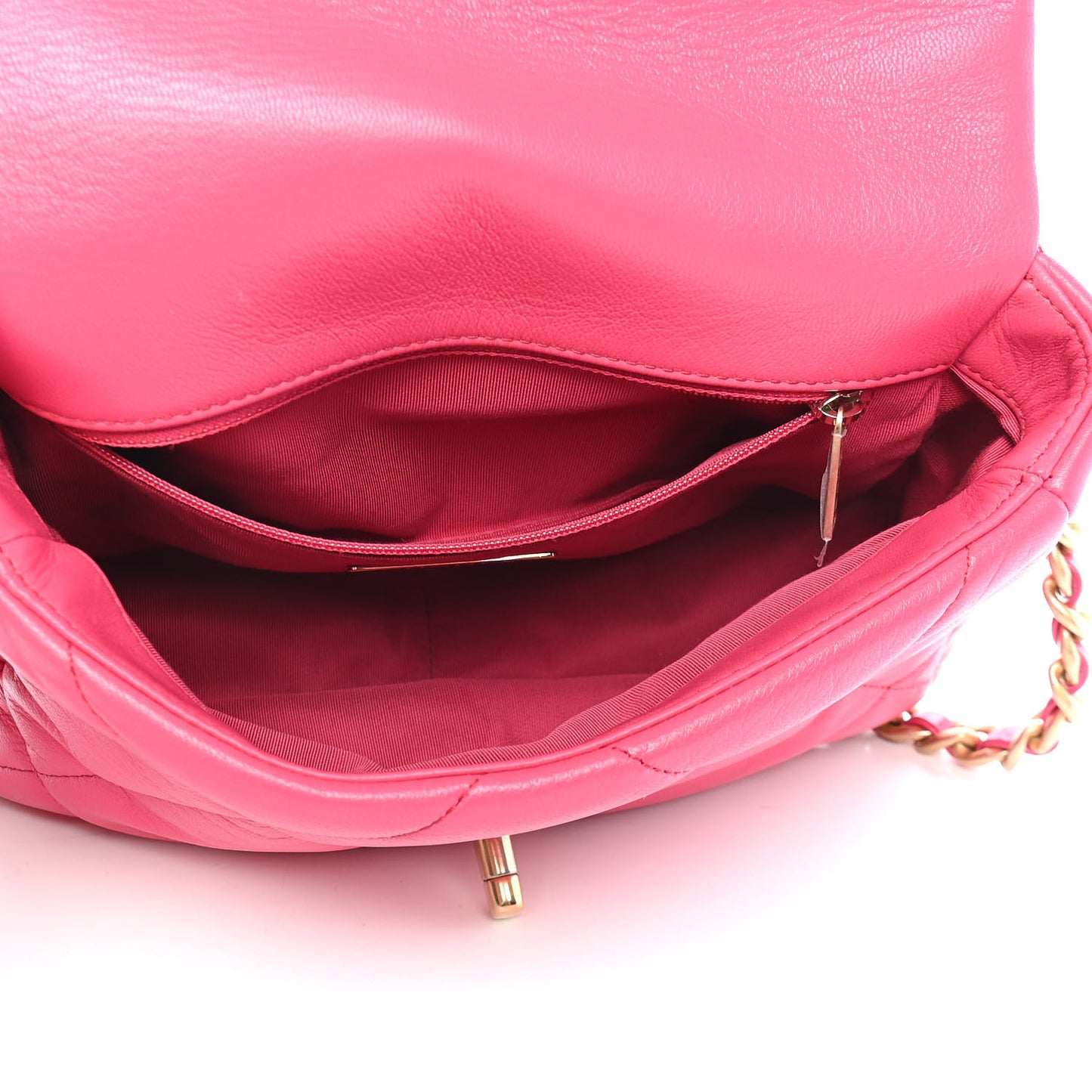 Goatskin Quilted Medium Chanel 19 Flap Pink